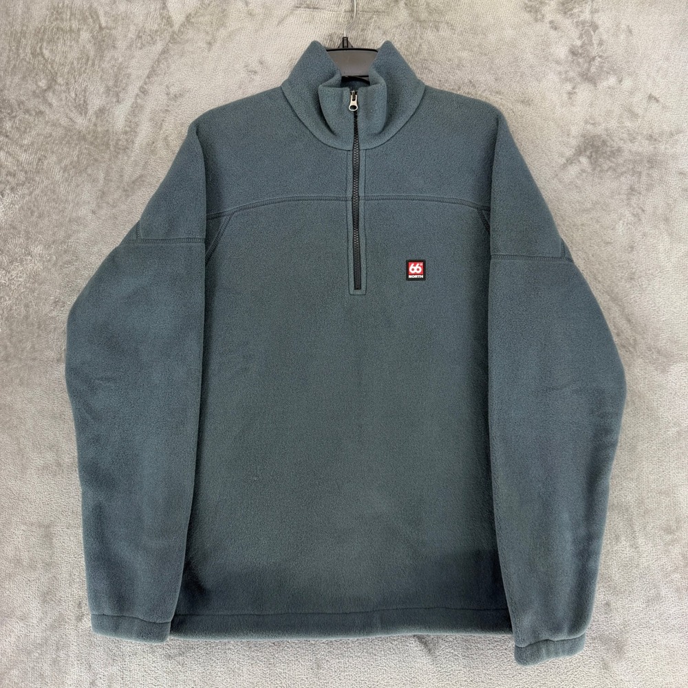 66 North Pullover Mens L Esja Half-Zipped Blue Gray 1/4 Zip Fleece EUC